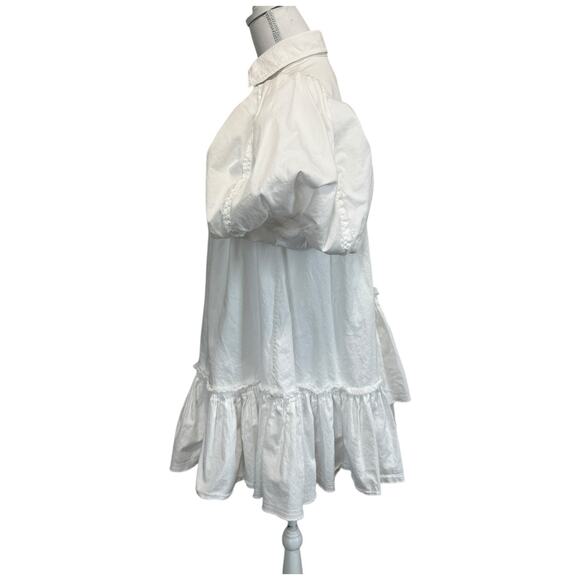 AJE Ambience Puff Sleeve Shirt Dress In Pure White Size 4/US 0 - Picture 5 of 13